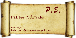Pikler Sándor névjegykártya